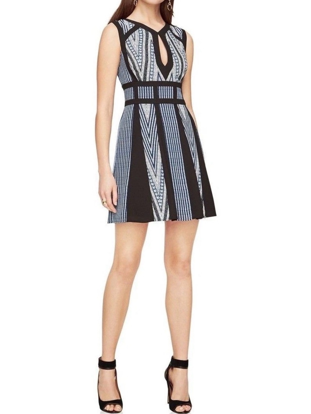 BCBGMAXAZRIA Women’s  Perla Dress Sz 6 Going Out Chevron Mosaic Mini Dress Y2K